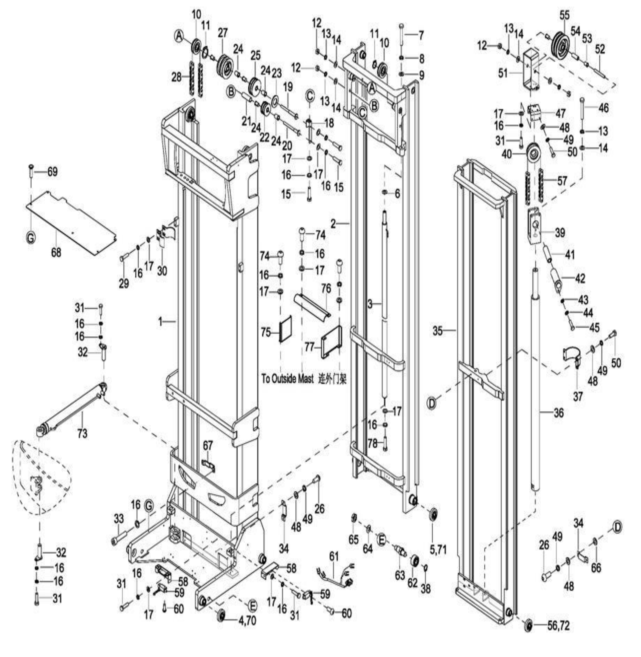 Схема узла 0601 · 3-Stage Mast Assembly для EP EPR20XK, каталог Год не указан