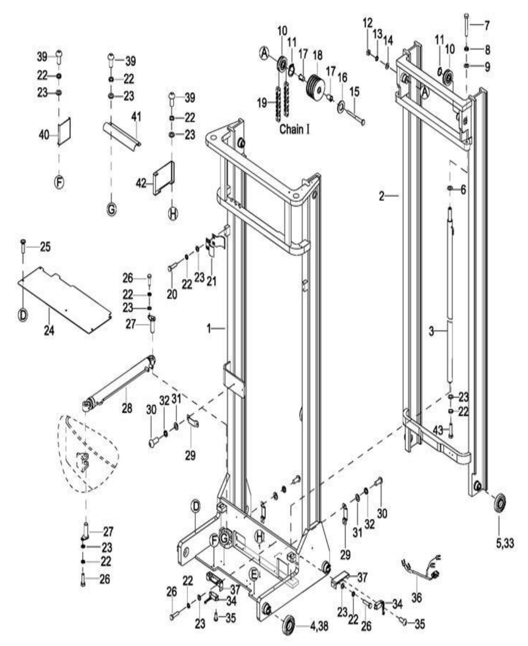 Схема узла 0613 · 2-Stage Mast Assembly для EP EPR20XK, каталог Год не указан