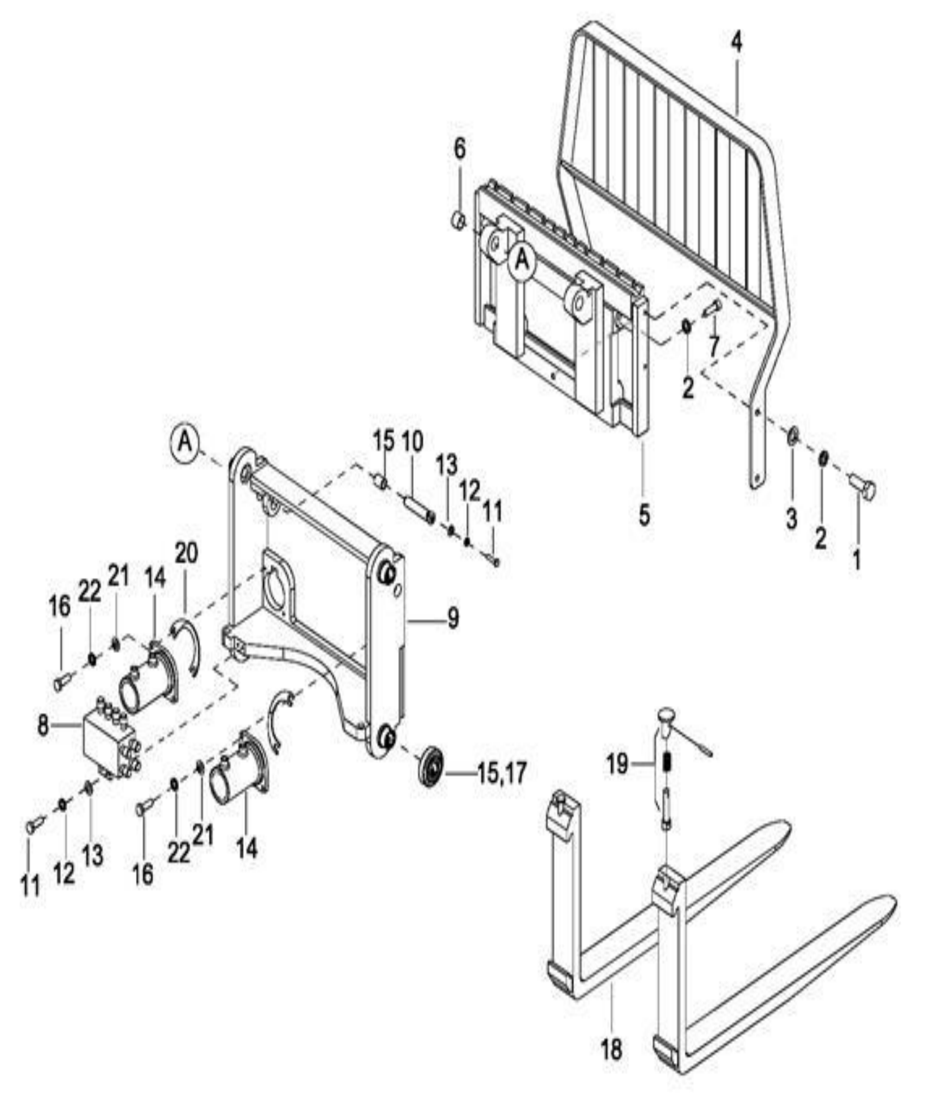 Схема узла 0614 · 2-Stage Mast Fork Frame Assembly для EP EPR20XK, каталог Год не указан