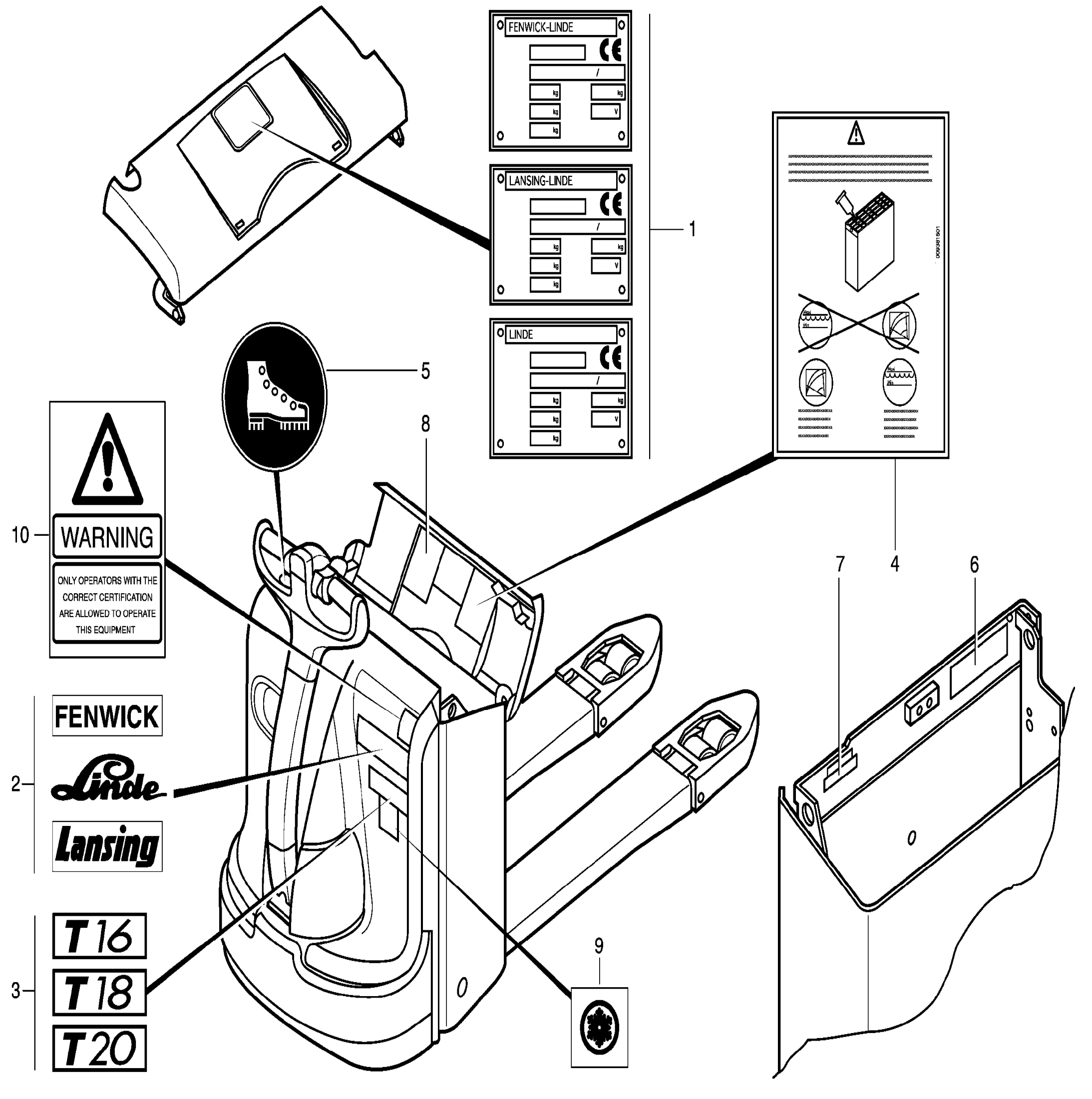 Схема узла 000.938.27.01 · identification plate · Схема 2 для Linde T16/T18/T20, каталог Год не указан