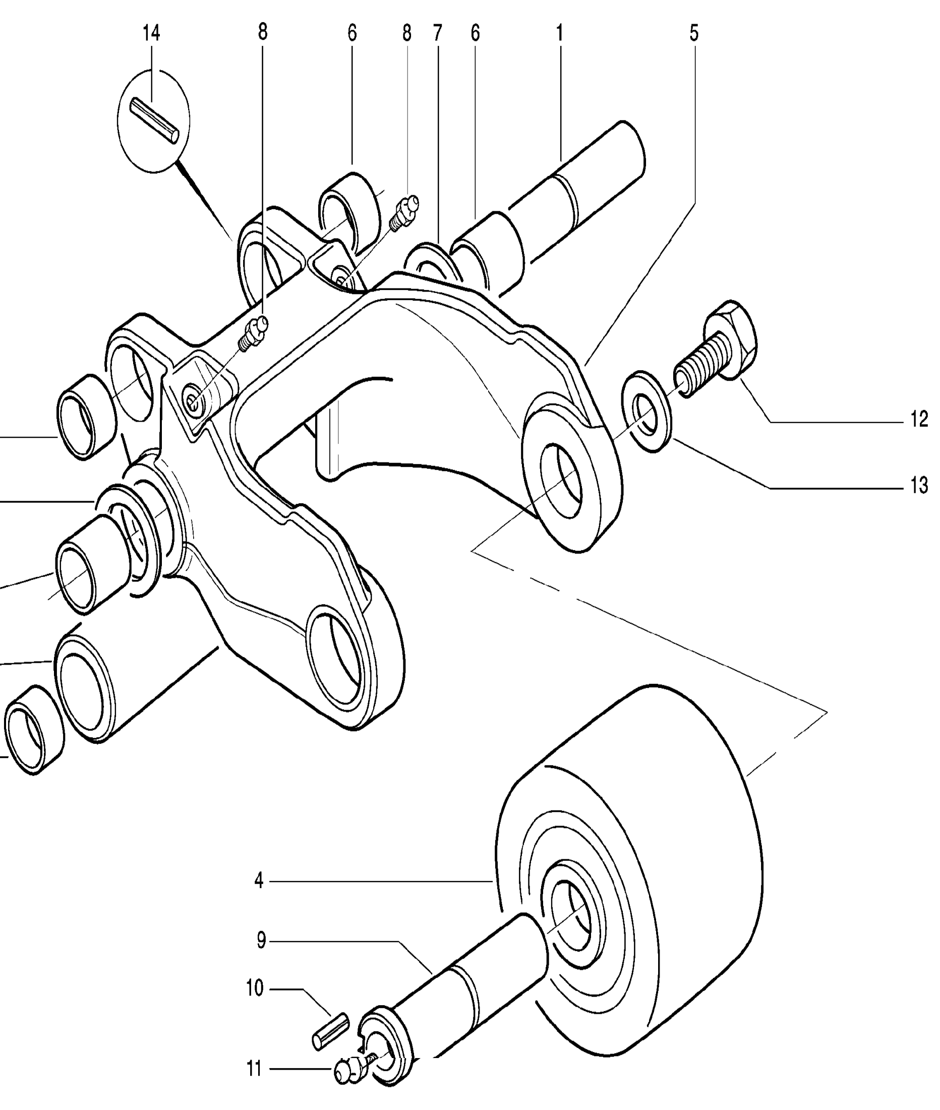Схема узла load castor assy. · Схема 1 для Linde T16/T18/T20, каталог Год не указан