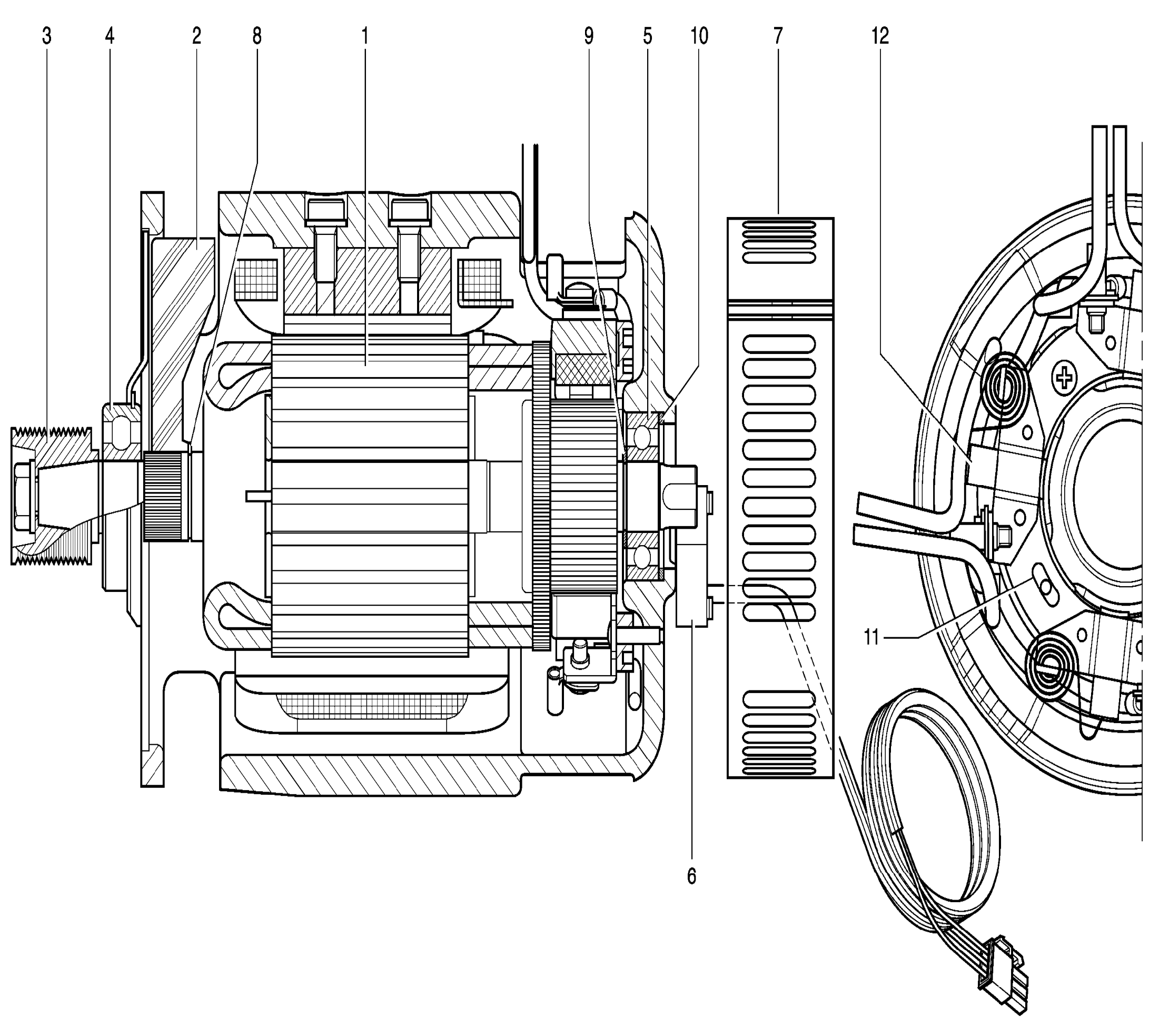 Схема узла traction motor · Схема 1 для Linde T16/T18/T20, каталог Год не указан