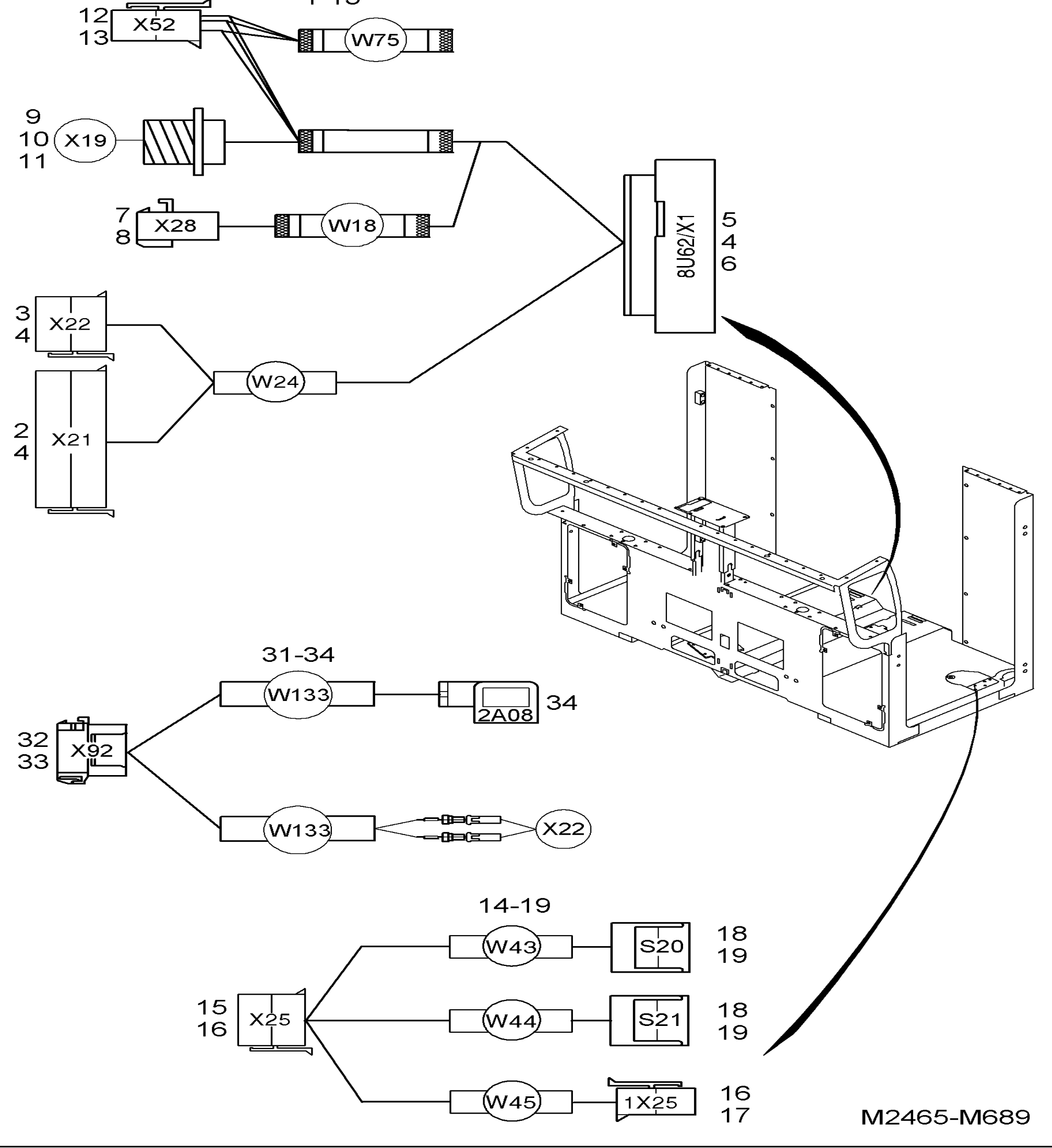 Схема узла SWITCH PANEL-CONTROL CURRENT · Схема 1 для Linde K, каталог 2008