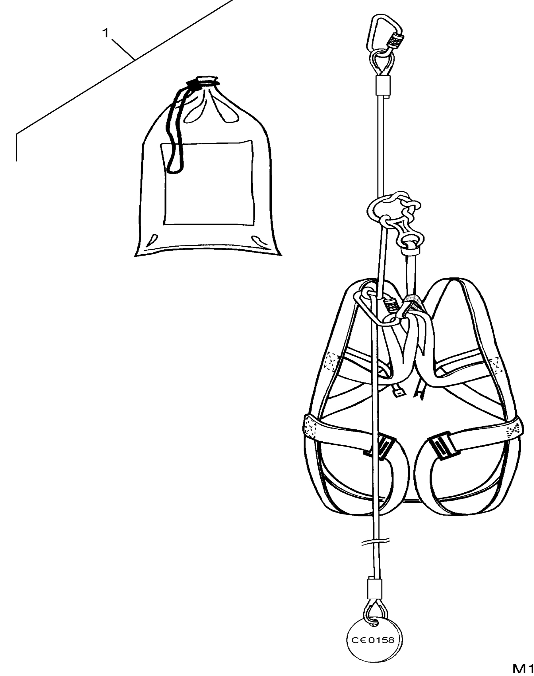 Схема узла EMERGENCY ROPE DEVICE · Схема 1 для Linde K, каталог 2008