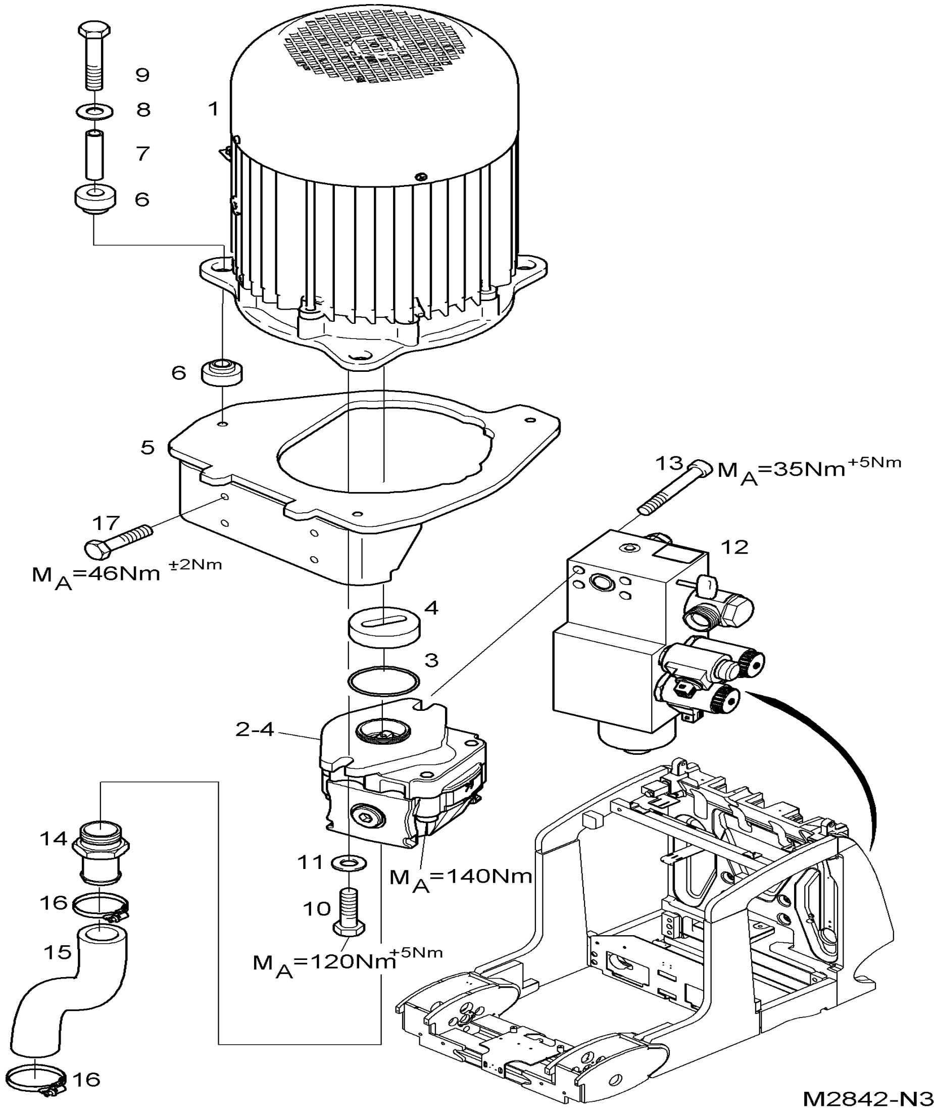 Схема узла PUMP MOTOR · Схема 1 для Linde K, каталог 2008