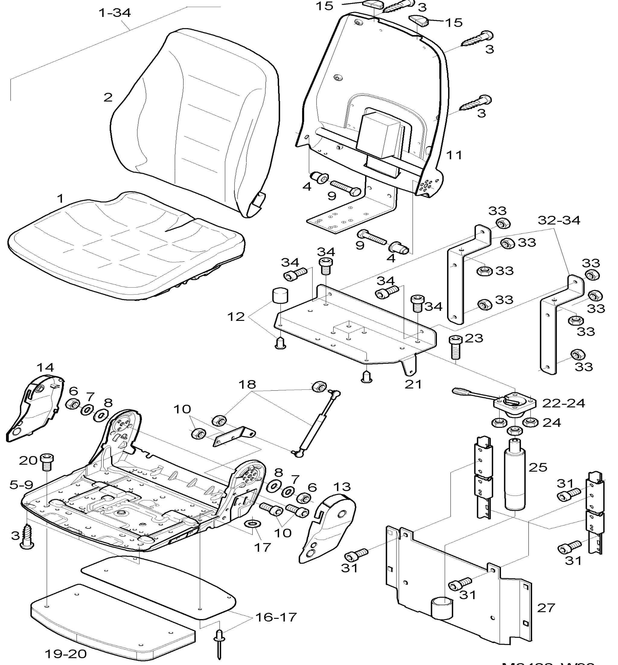 Схема узла DRIVERS SEAT, COMPL. для Linde K, каталог 2008
